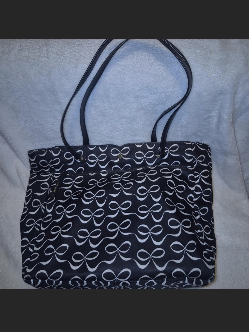 kate spade Black and White Bow-Print Tote